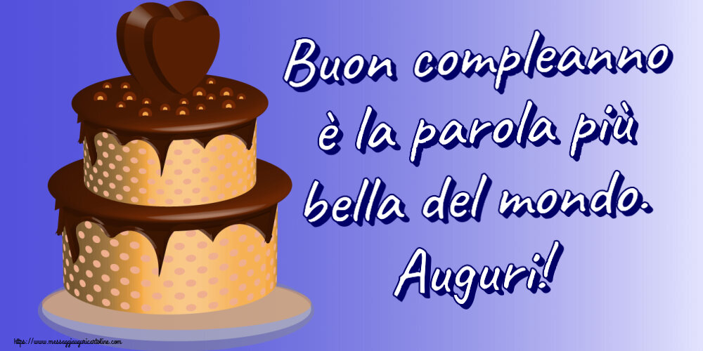 Cartoline di compleanno - Buon compleanno è la parola più bella del mondo. Auguri! ~ torta al cioccolato clipart - messaggiauguricartoline.com
