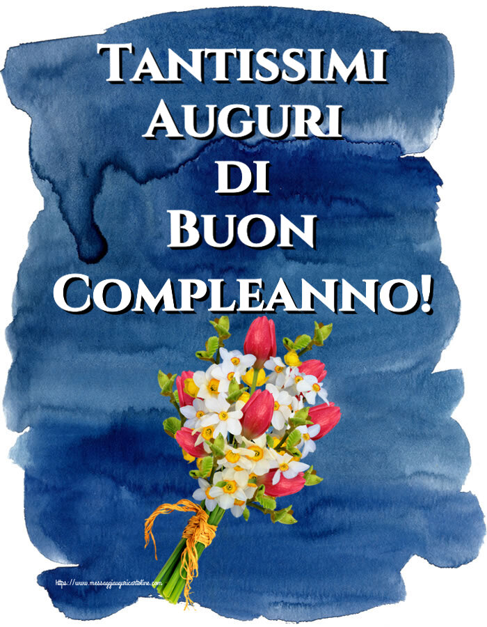 Cartoline di compleanno - Tantissimi Auguri di Buon Compleanno! ~ bouquet di tulipani - messaggiauguricartoline.com