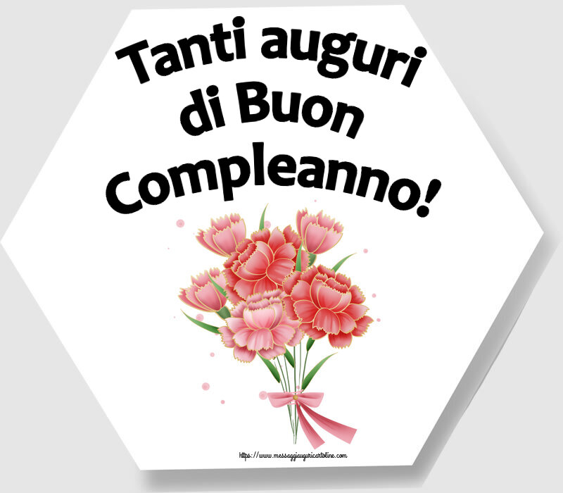 Cartoline di compleanno - Tanti auguri di Buon Compleanno! ~ Bouquet di garofani - Clipart - messaggiauguricartoline.com