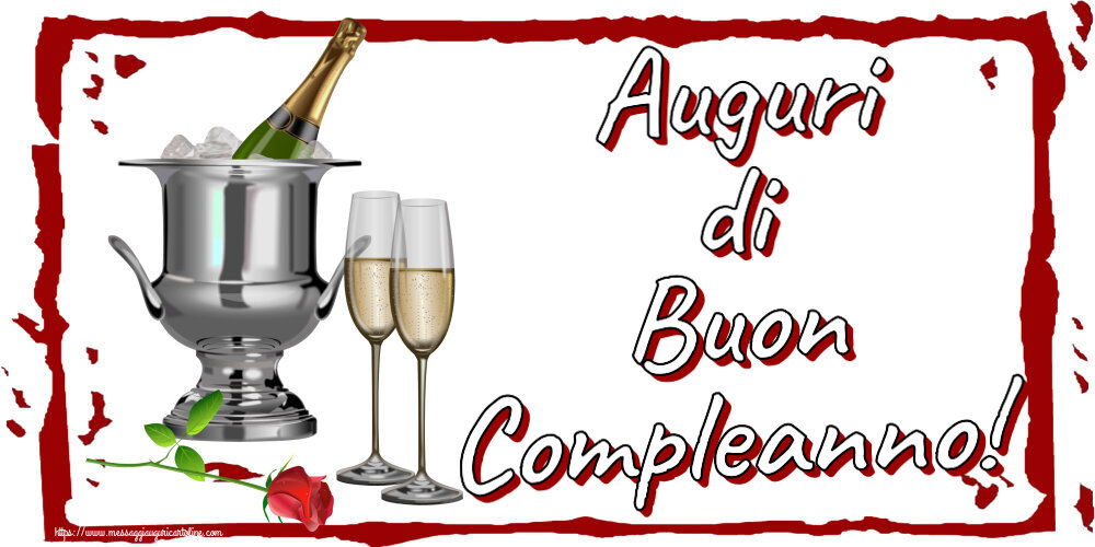 Auguri di Buon Compleanno! ~ secchiello champagne e rosa
