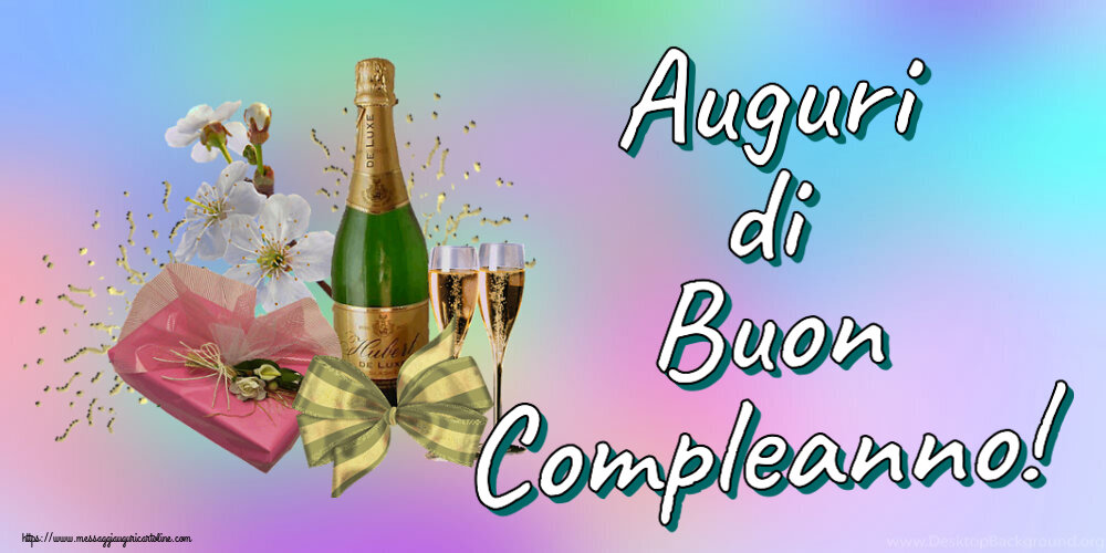 Auguri di Buon Compleanno! ~ champagne, fiori e caramelle