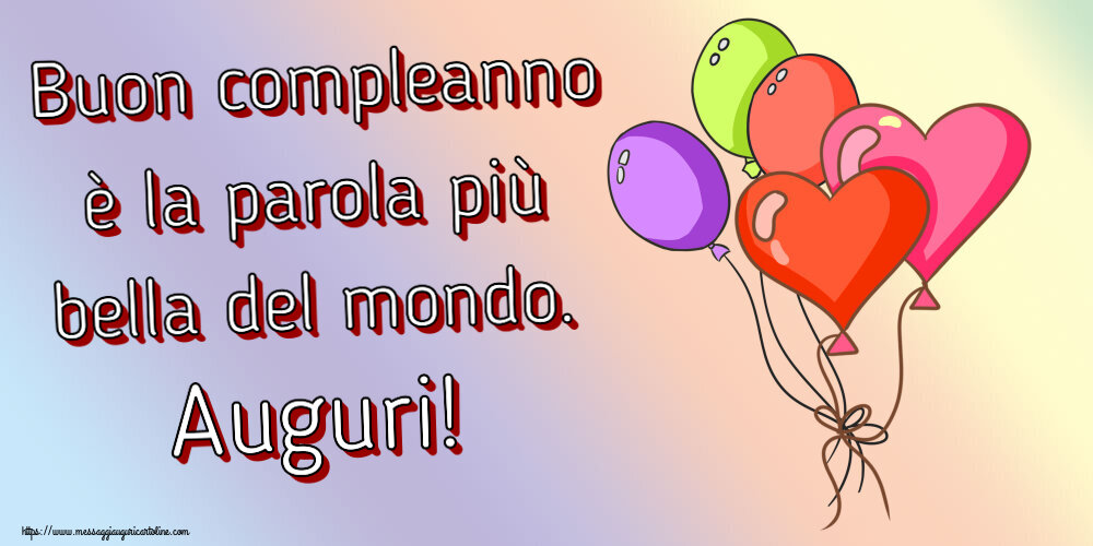 Buon compleanno è la parola più bella del mondo. Auguri! ~ 5 palloncini colorati