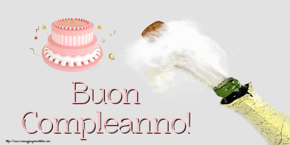 Cartoline di compleanno - Buon Compleanno! ~ Torta rosa con Happy Birthday - messaggiauguricartoline.com