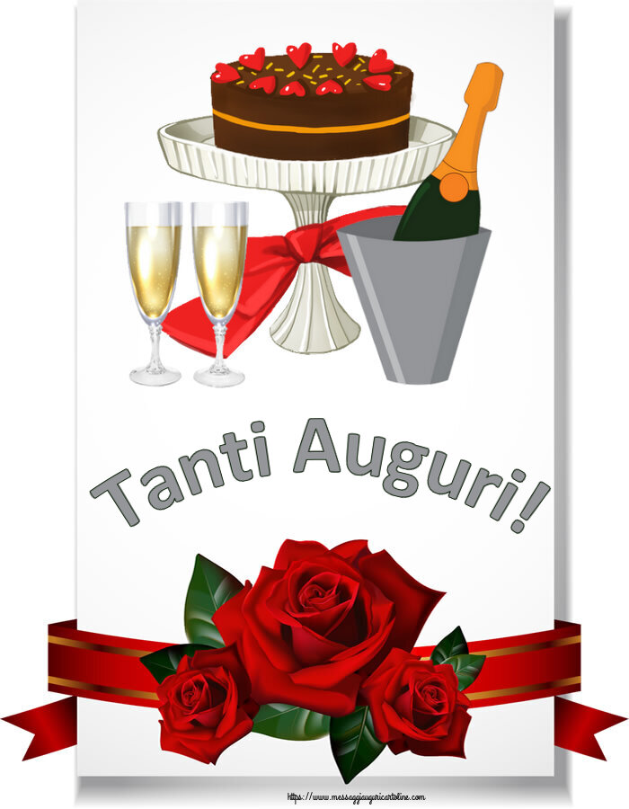 Tanti Auguri! ~ torta, champagne con bicchieri