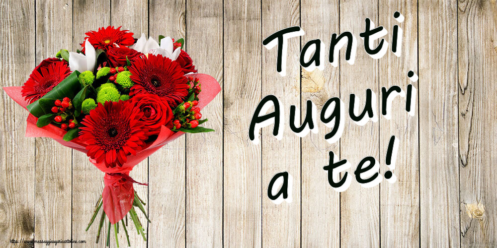 Cartoline di compleanno - Tanti Auguri a te! ~ bouquet di gerbere - messaggiauguricartoline.com