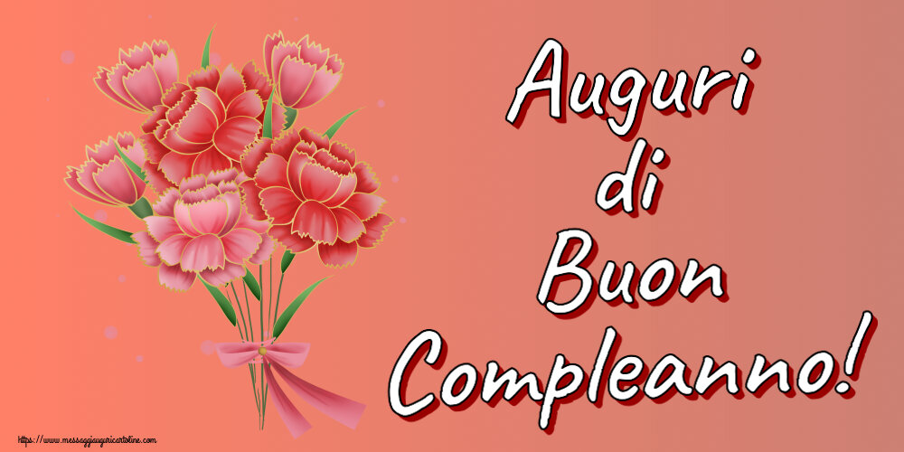 Cartoline di compleanno - Auguri di Buon Compleanno! ~ Bouquet di garofani - Clipart - messaggiauguricartoline.com