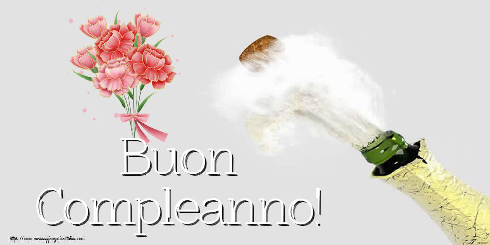Cartoline di compleanno - Buon Compleanno! ~ Bouquet di garofani - Clipart - messaggiauguricartoline.com