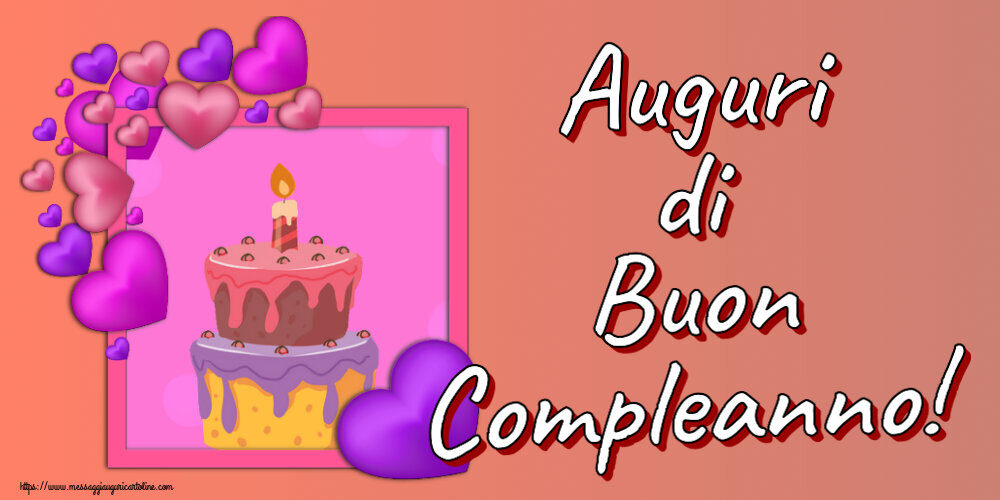 Auguri di Buon Compleanno! ~ torta con cuori viola