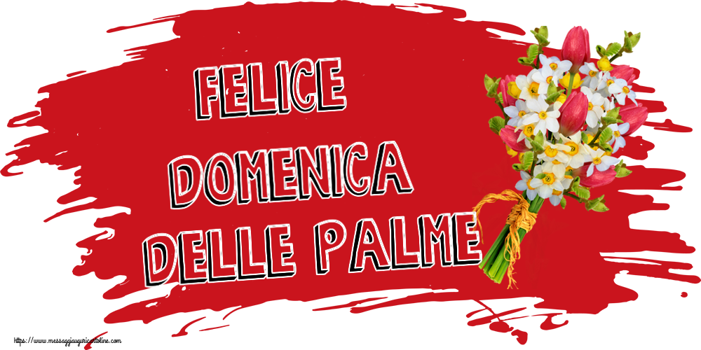 Cartoline Domenica delle Palme - Felice domenica delle Palme ~ bouquet di tulipani - messaggiauguricartoline.com