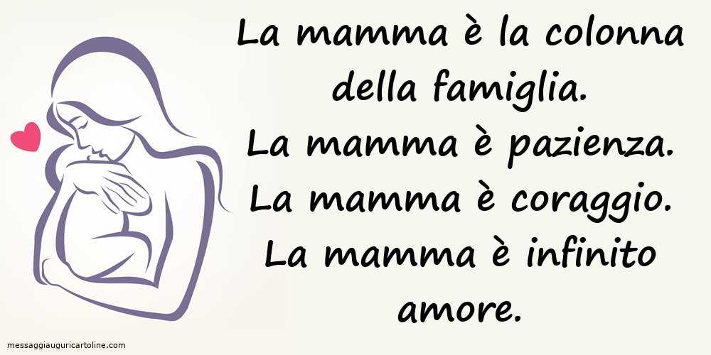 Cartoline sulla Famiglia - La mamma è la colonna della famiglia - messaggiauguricartoline.com