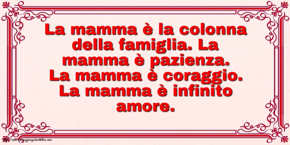 Cartoline sulla Famiglia - La mamma è la colonna della famiglia - messaggiauguricartoline.com