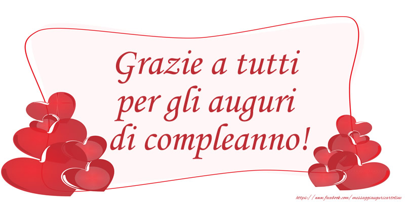 Cartoline di grazie - Grazie a tutti per gli auguri di compleanno! - messaggiauguricartoline.com