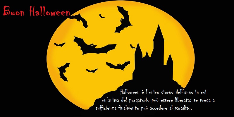 Cartoline di Halloween - Halloween è l’unico giorno dell’anno in cui un’anima del purgatorio può essere liberata: se prega a sufficienza finalmente può accedere al paradiso.