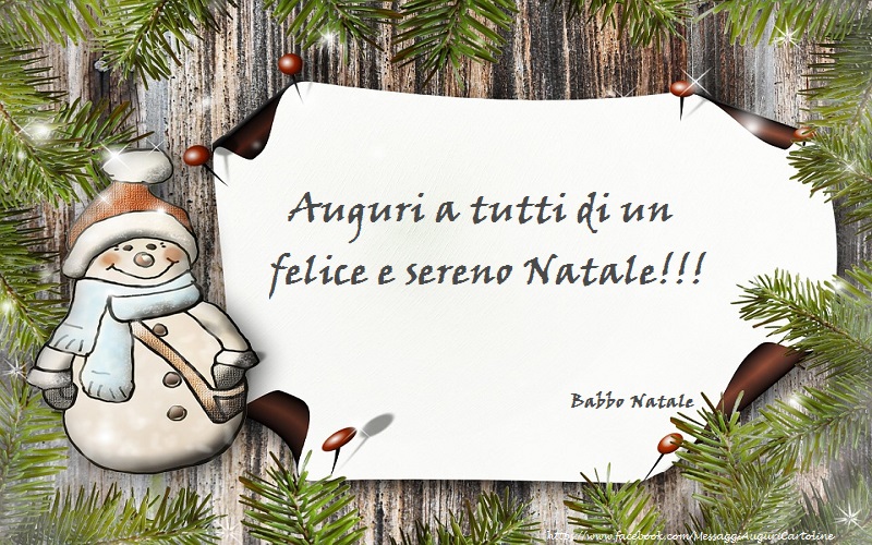 Cartoline di Natale - Auguri a tutti di un felice e sereno Natale. - messaggiauguricartoline.com