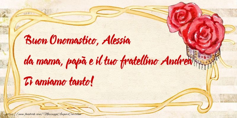 Cartoline di onomastico - Buon onomastico Alessia - messaggiauguricartoline.com