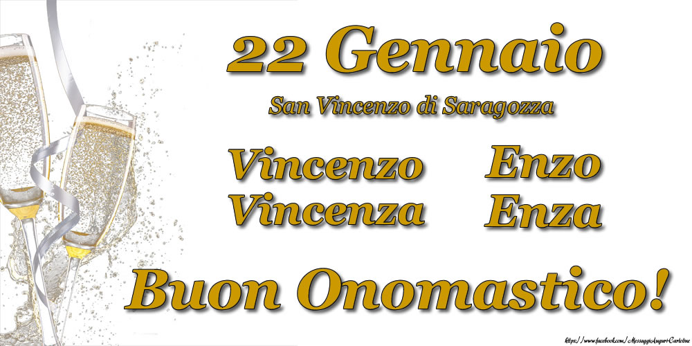 Cartoline di onomastico - 22 Gennaio - San Vincenzo di Saragozza, Buon Onomastico! - messaggiauguricartoline.com