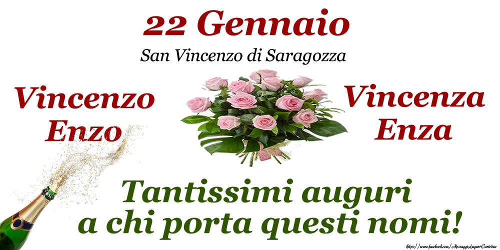Cartoline di onomastico - 22 Gennaio - San Vincenzo di Saragozza Tantissimi auguri! - messaggiauguricartoline.com
