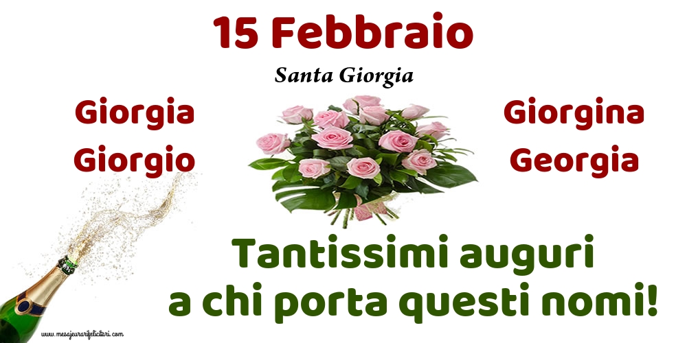 Cartoline di onomastico - 15 Febbraio - Santa Giorgia - messaggiauguricartoline.com
