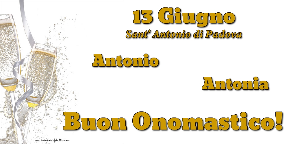 Cartoline di onomastico - 13 Giugno - Sant' Antonio di Padova