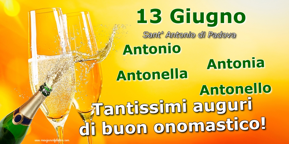 Cartoline di onomastico - 13 Giugno - Sant' Antonio di Padova