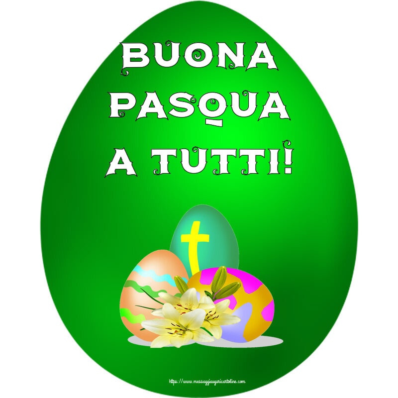 Cartoline di Pasqua - Buona Pasqua a tutti! ~ uova con croce - messaggiauguricartoline.com