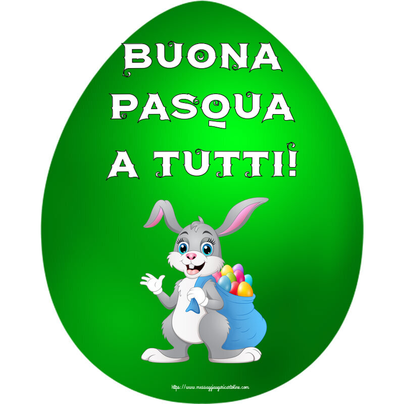 Pasqua Buona Pasqua a tutti! ~ Coniglio con un sacchetto di uova colorate
