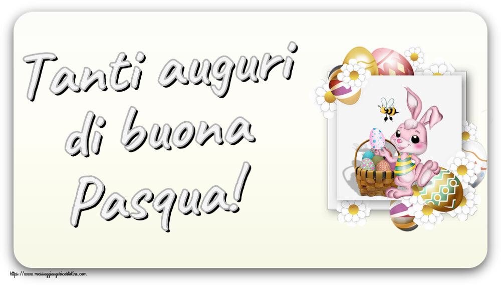 Tanti auguri di buona Pasqua! ~ composizione con coniglietto, uova e fiori