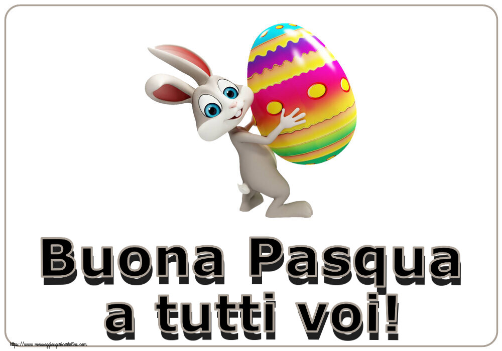 Buona Pasqua a tutti voi! ~ Coniglietto con uovo in braccio