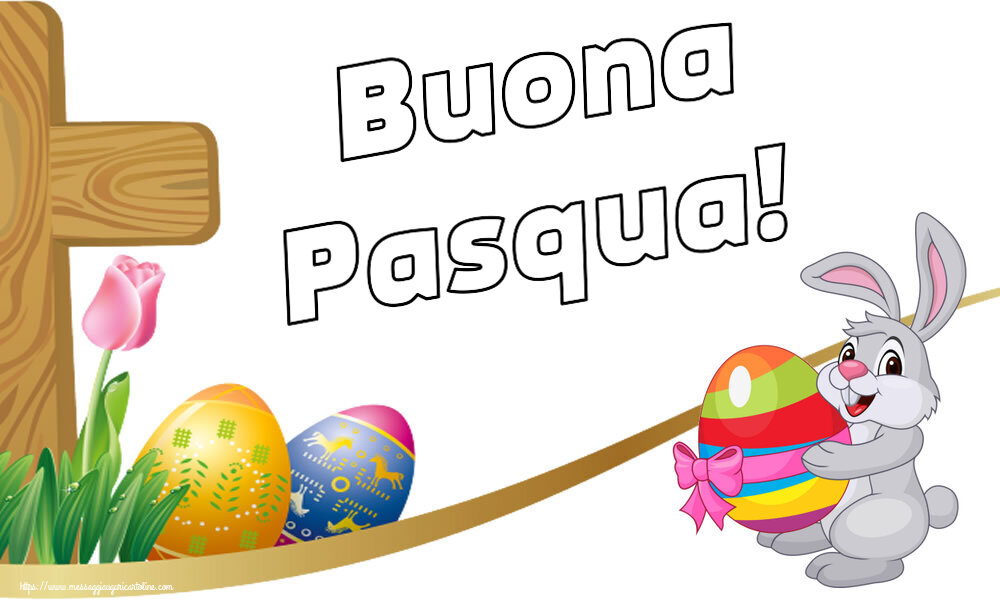 Pasqua Buona Pasqua! ~ coniglietto con un uovo in braccio