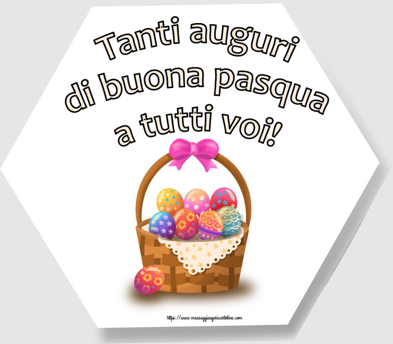 Pasqua Tanti auguri di buona pasqua a tutti voi! ~ disegno con uova nel cestino