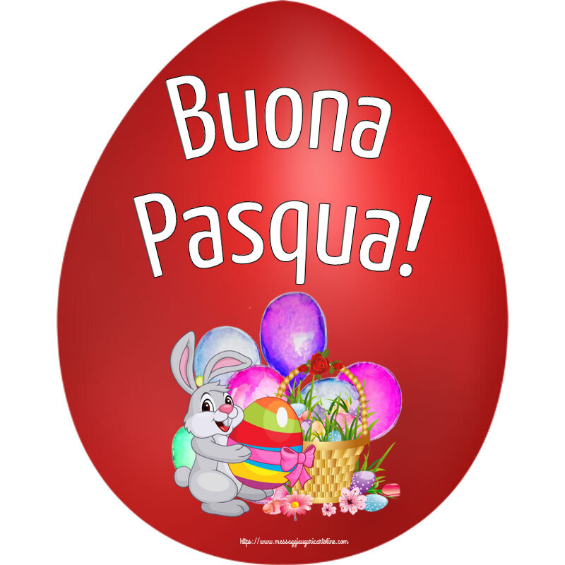 Buona Pasqua! ~ composizione con coniglietto e cestino di uova