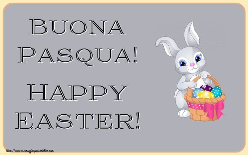 Buona Pasqua! Happy Easter! ~ coniglietto simpatico con un cestino di uova