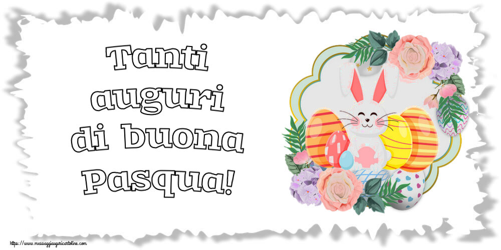 Tanti auguri di buona Pasqua! ~ composizione con coniglietto e uova