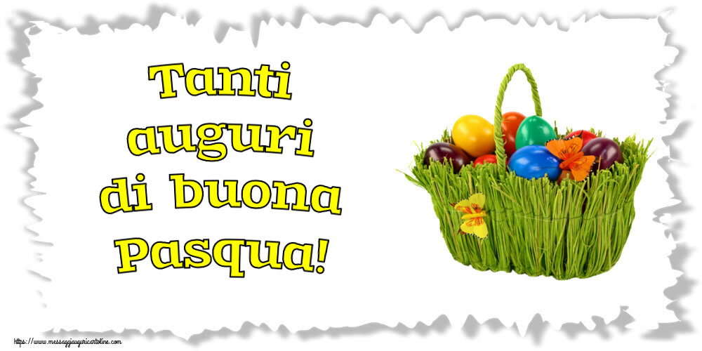 Tanti auguri di buona Pasqua! ~ composizione con uova colorate nel cestino