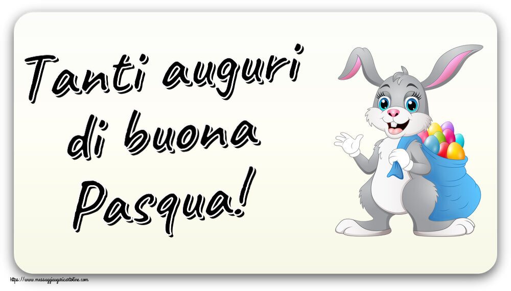 Tanti auguri di buona Pasqua! ~ Coniglio con un sacchetto di uova colorate