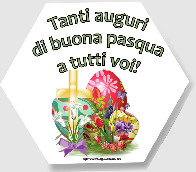 Cartoline di Pasqua con croce - Tanti auguri di buona pasqua a tutti voi!