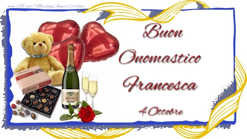 Cartoline di San Francesco - Buon Onomastico Francesca! 4 Ottobre - messaggiauguricartoline.com