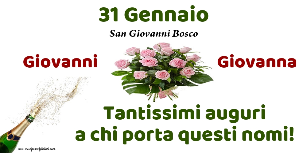 Cartoline di San Giovanni - 31 Gennaio - San Giovanni Bosco - messaggiauguricartoline.com