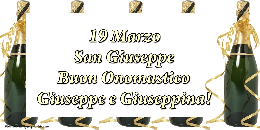 Cartoline di San Giuseppe - 19 Marzo San Giuseppe Buon Onomastico Giuseppe e Giuseppina! - messaggiauguricartoline.com