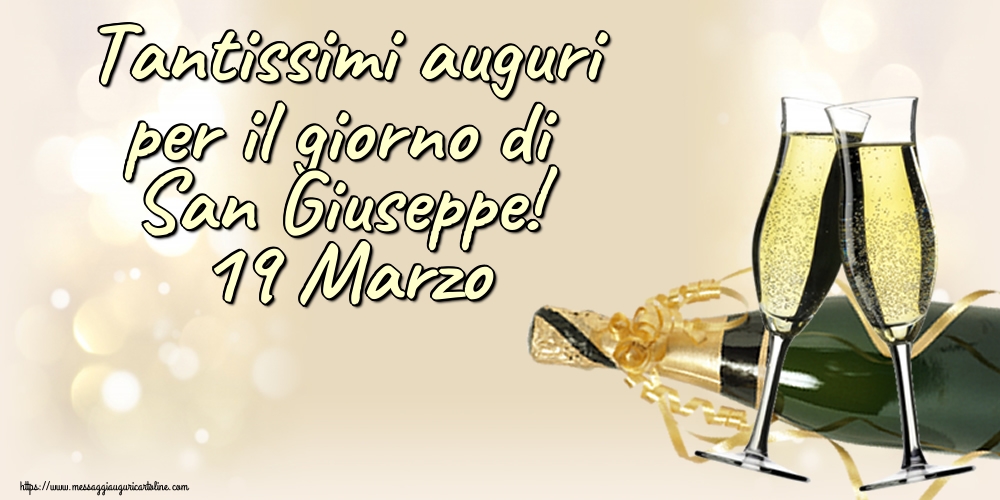 Cartoline di San Giuseppe - Tantissimi auguri per il giorno di San Giuseppe! 19 Marzo - messaggiauguricartoline.com