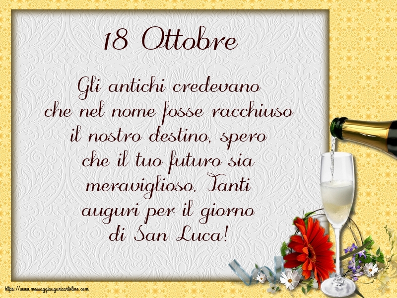 Cartoline di  San Luca - 18 Ottobre - 18 Ottobre - Tanti auguri per il giorno di San Luca! - messaggiauguricartoline.com
