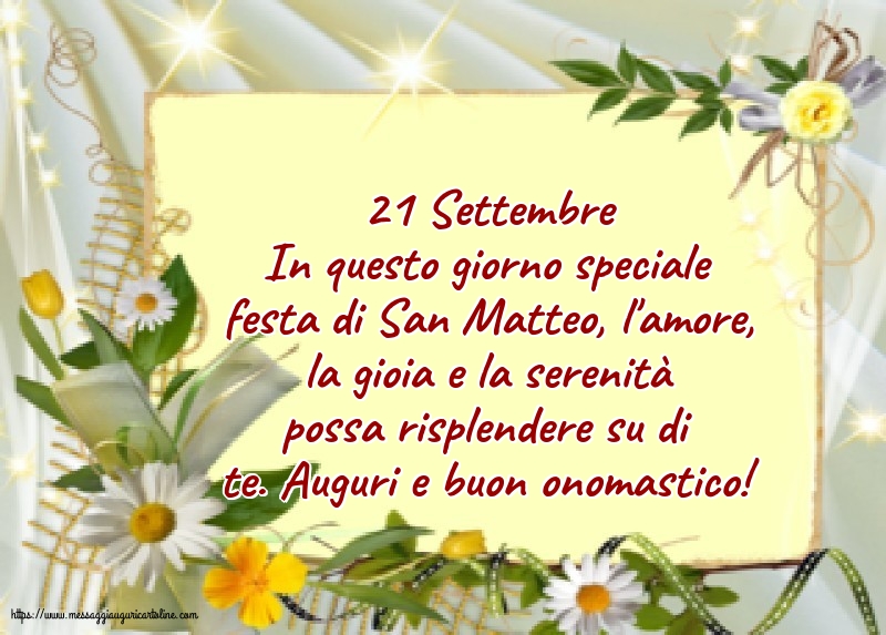 Cartoline di San Matteo - 21 Settembre - 21 Settembre Auguri e buon onomastico!