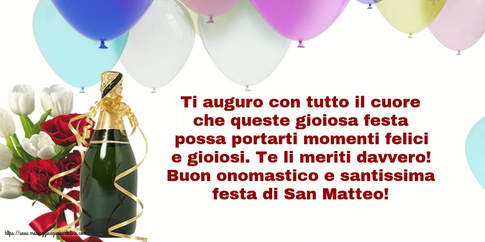 Cartoline di San Matteo - Buon onomastico e santissima festa di San Matteo! - messaggiauguricartoline.com