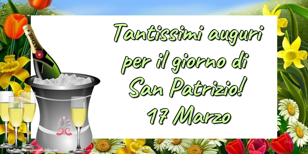 Cartoline di San Patrizio - Tantissimi auguri per il giorno di San Patrizio! 17 Marzo - messaggiauguricartoline.com