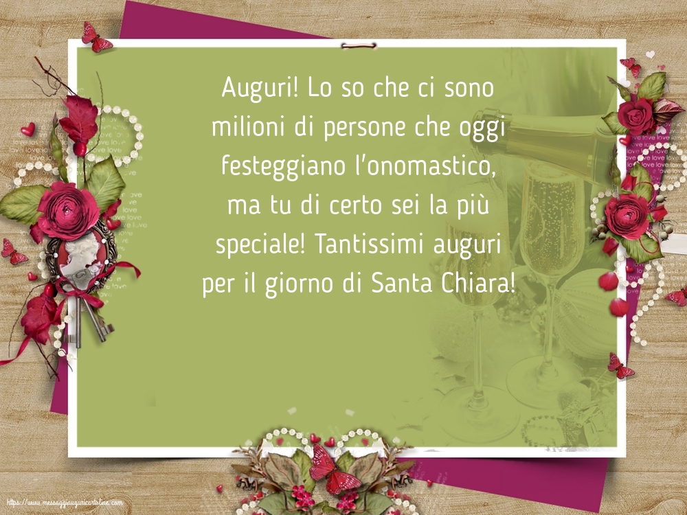 Cartoline di Santa Chiara - Tantissimi auguri per il giorno di Santa Chiara! - messaggiauguricartoline.com
