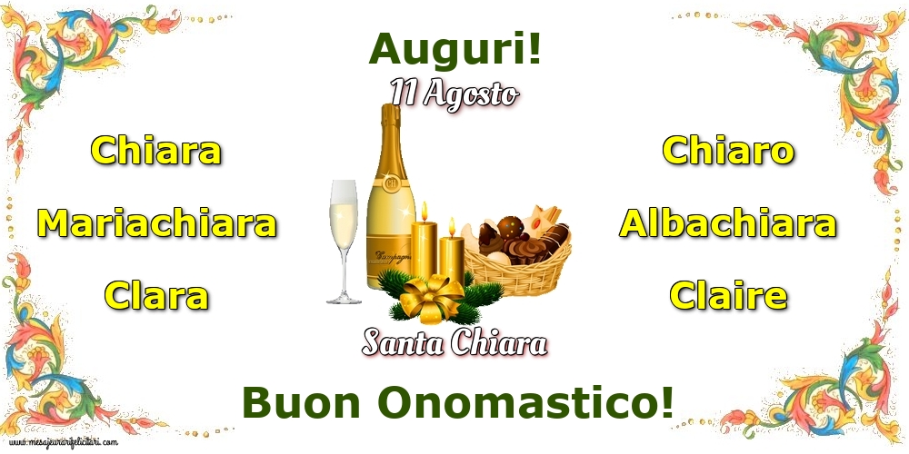 Cartoline di Santa Chiara - 11 Agosto - Santa Chiara - messaggiauguricartoline.com