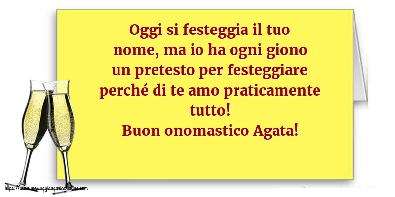 Cartoline di Sant' Agata - Buon onomastico Agata! - messaggiauguricartoline.com