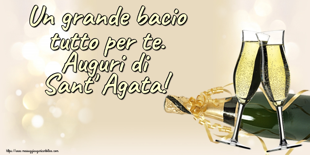 Cartoline di Sant' Agata - Un grande bacio tutto per te. Auguri di Sant' Agata! - messaggiauguricartoline.com