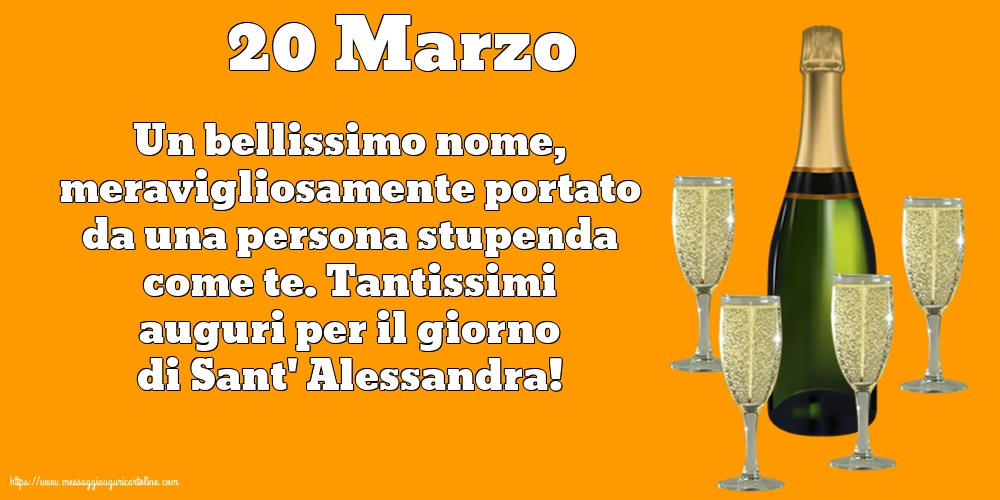 Cartoline di Sant'Alessandra - 20 Marzo - 20 Marzo - Tantissimi auguri per il giorno di Sant' Alessandra! - messaggiauguricartoline.com