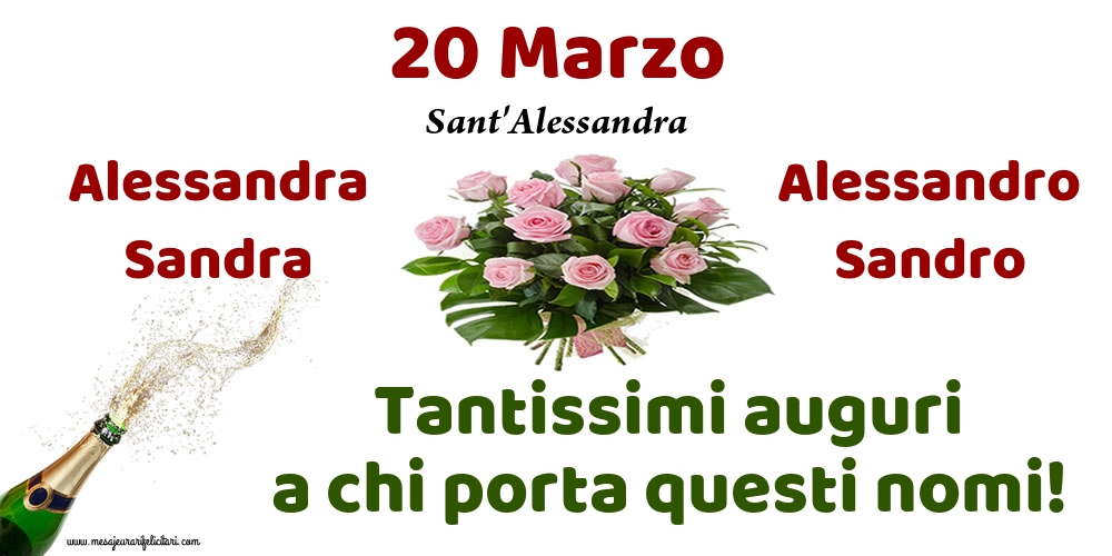 Cartoline di Sant'Alessandra - 20 Marzo - Sant'Alessandra - messaggiauguricartoline.com